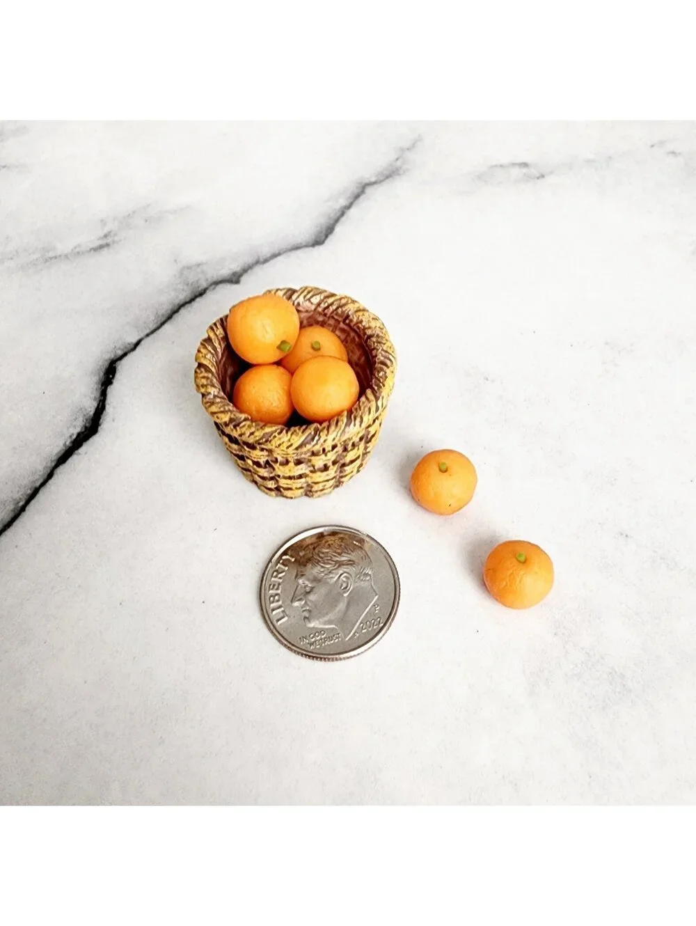 Miniature Dollhouse Oranges in Basket 1:12 Scale